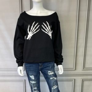 SWEATSHIRT SKELETON HANDS OFF THE SHOULDER